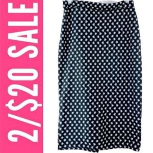 2/$20 Black Midi  Pencil skirt with white stars Size Small